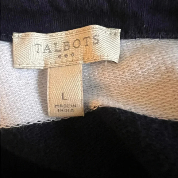 Talbots Multicolor Stripes Sleeve lengthThree-Quarter Side Slits V-neck Shirt L - Picture 5 of 6